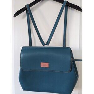 Caprese Cyan Turquoise Blue Shoulderbag Backpack Lightweight Faux Leather Strap